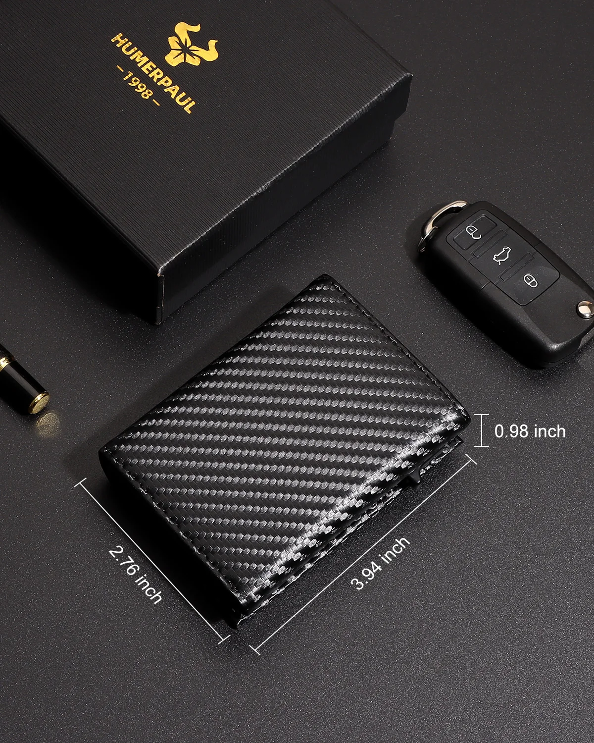 Men&lsquo;s Credit Card Holder Wallet RFID Blocking Trifold Wallet Smart Pop Up with Coin Compartment and Banknote Compartment