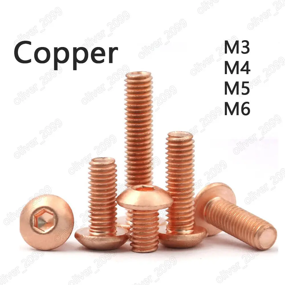 

99.9% Pure Copper ISO7380 Hex Socket Bolts Button Head Screws M3 M4 M5 M6
