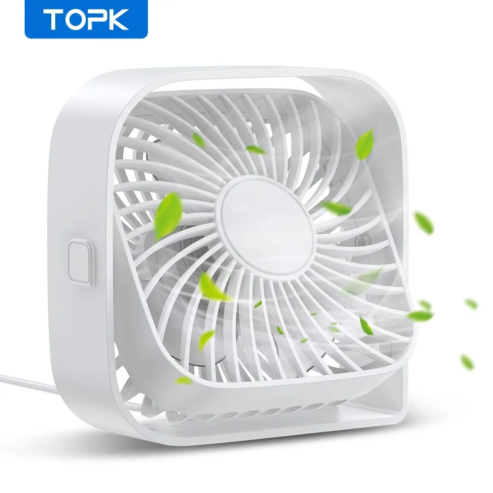 Compact USB Desk Fan with 3 Quiet Speeds and 360° Rotatable Head
