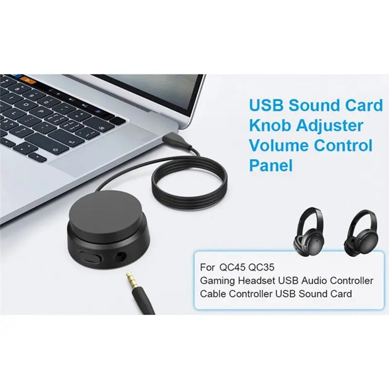 YSS-USB 볼륨 컨트롤러 오디오 컨트롤러 케이블 (A10 Bose QC35 QC45 3.5mm 헤드폰용)