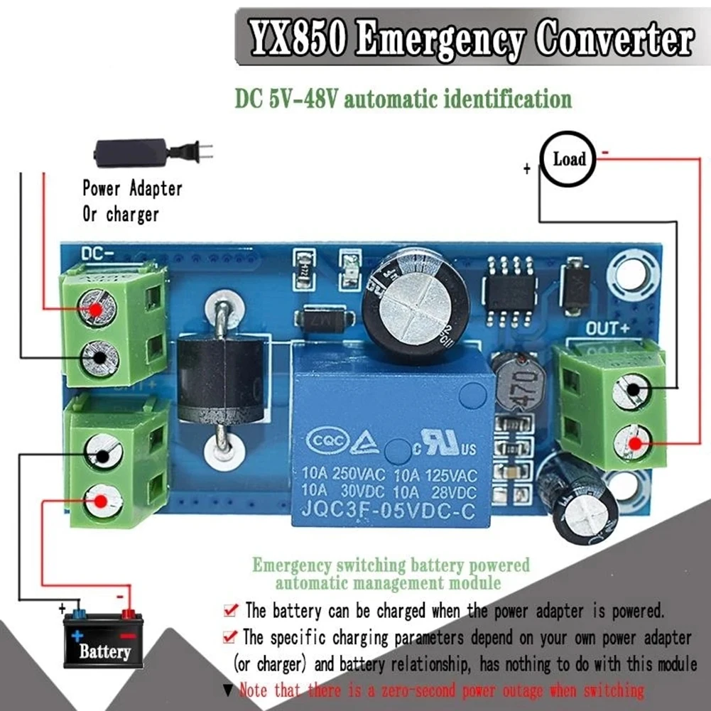 Lithium Battery Module DC5V-48V Backup Battery Switching Module Charging Automatic Switch Adapter Electronic Accessories