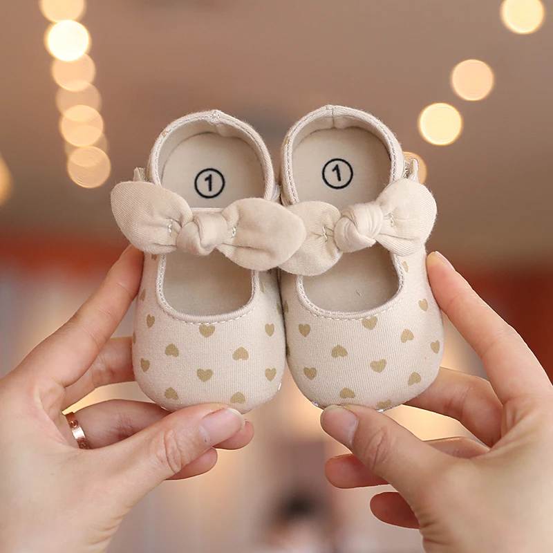Khaki Baby Casual Bowknot Soft-Sole Shoes
