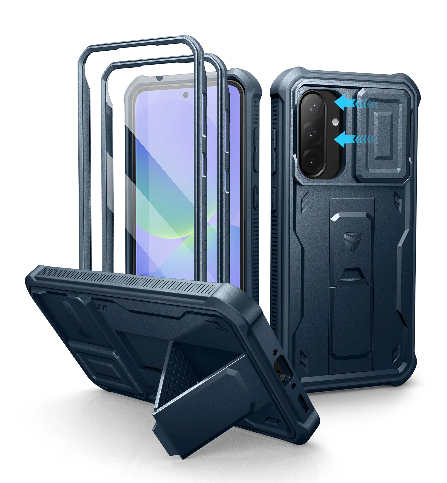Heavy Duty Shockproof Phone Case with Built-in Magnetic Sliding Camera Cover