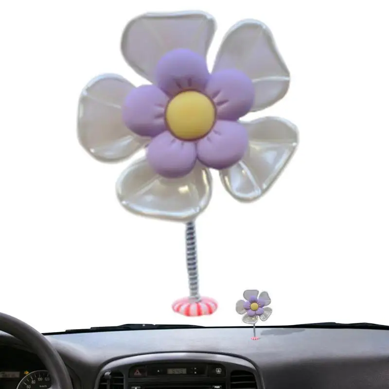 

Flower Car Dashboard Accessories Daisy Flower Cute Swing Head Ornament For Dashboard Decoration Auto Interior Flower Decals