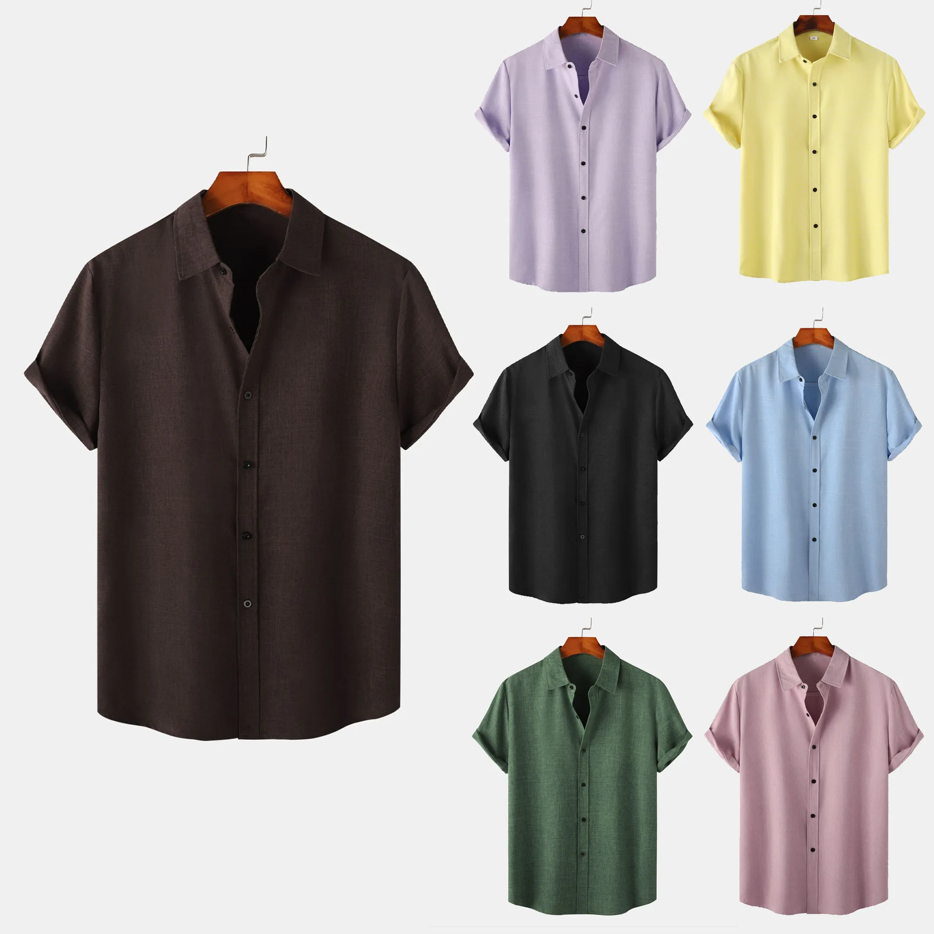 New men's casual fashion solid color short-sleeved T-shirt + quarter pants sports suit