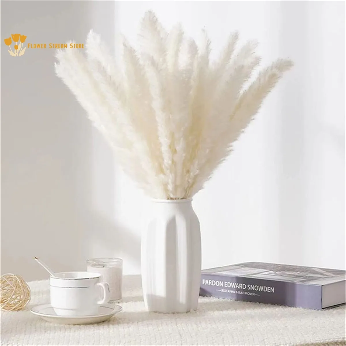 

Bulrush Natural Dried Flowers Pampas Grass Bouquet White Phragmites Real Reed for Christmas Decoration Home Wedding Table Decor