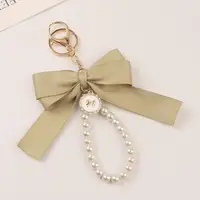 Fashion Large Bowknot Ribbon Pearl Key Chain Women's Multi-color DIY Key Pendant Hanging Ornament Sweet Bag Accessories 6