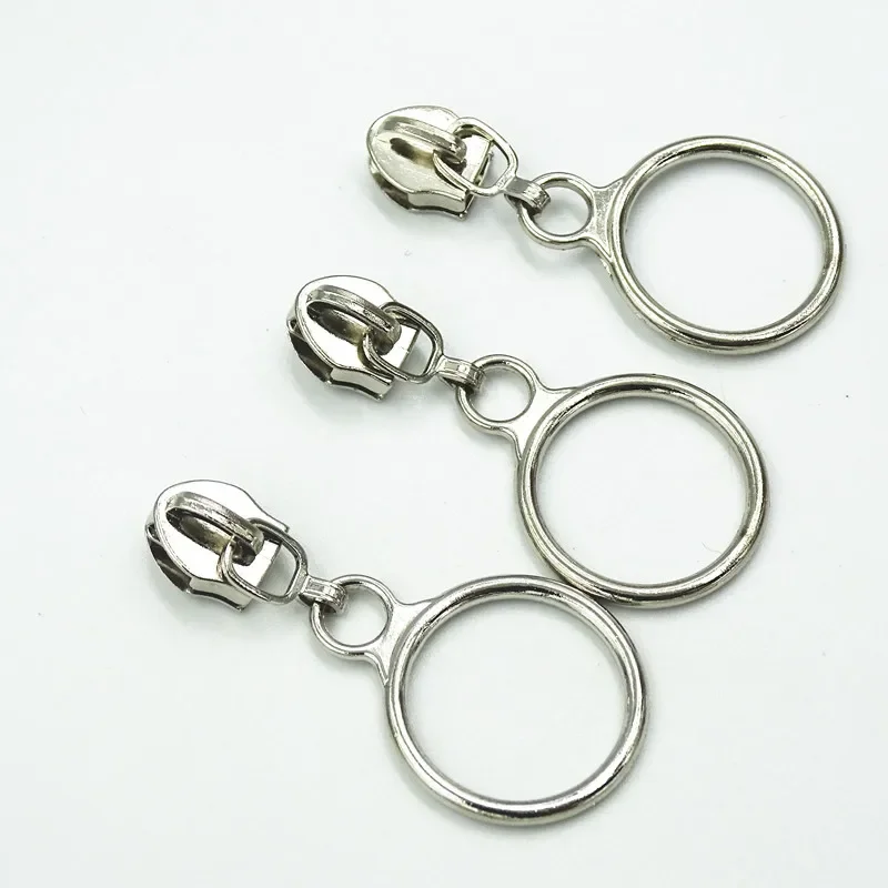 20pcs 5# Nylon Circle Zipper Puller Clothing Accessories Zinc Alloy luggage And Home Textile Puller zipper pullers