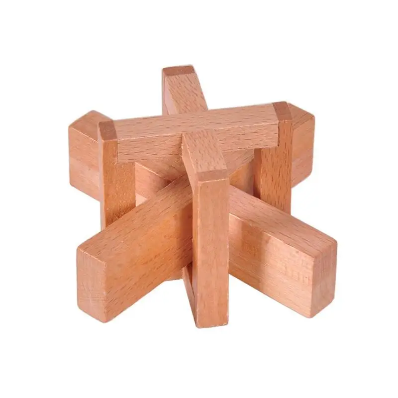 Beech Wood IQ Brain Teaser Puzzle Game Traditional Mind Wooden Puzzles