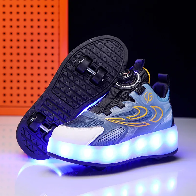 

Children Girls Boys Roller Skates Children’s Two Wheels Luminous Glowing Sneakers Deformation Parkour Shoes Kids Adults Unisex