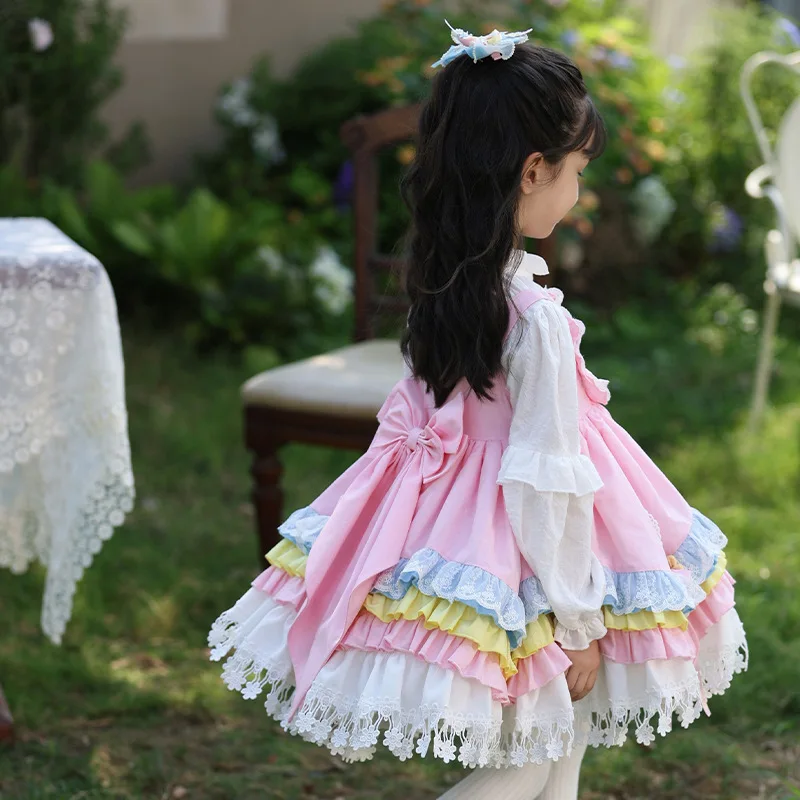 New children's clothing cute pink dress two-piece set for children's Lolita princess dress birthday party evening