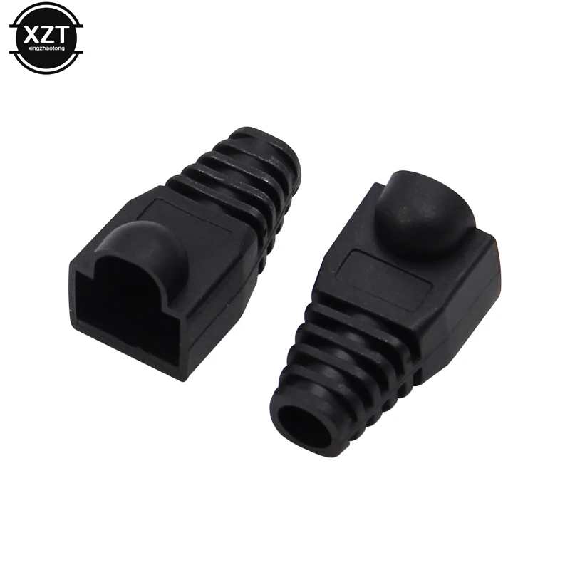 50Pcs/Lot Black Sleeve Boot Cap Plug Head For RJ45 Cat5/6 Cable Connector Modular Network Cable Case Best Selling
