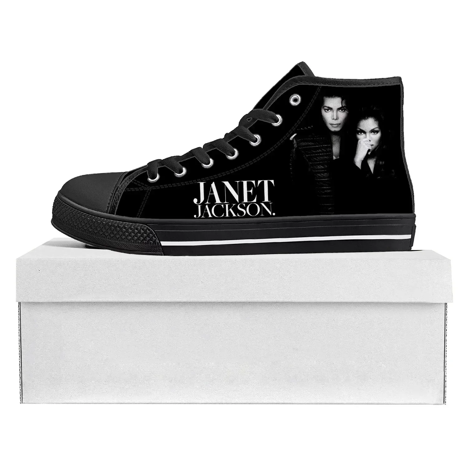 Janet Jackson Singer High Top High Quality Sneakers Mens Womens Teenager Canvas Sneaker Casual Couple Shoes Custom Shoe Black