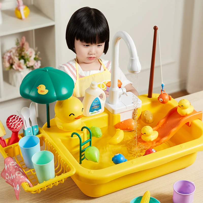 Fregadero De Juguete Con Agua De Verdad | Grifo 180° Y Bomba Automática | Juego De Pesca Incluido | Regalo Para Niños +3 Años