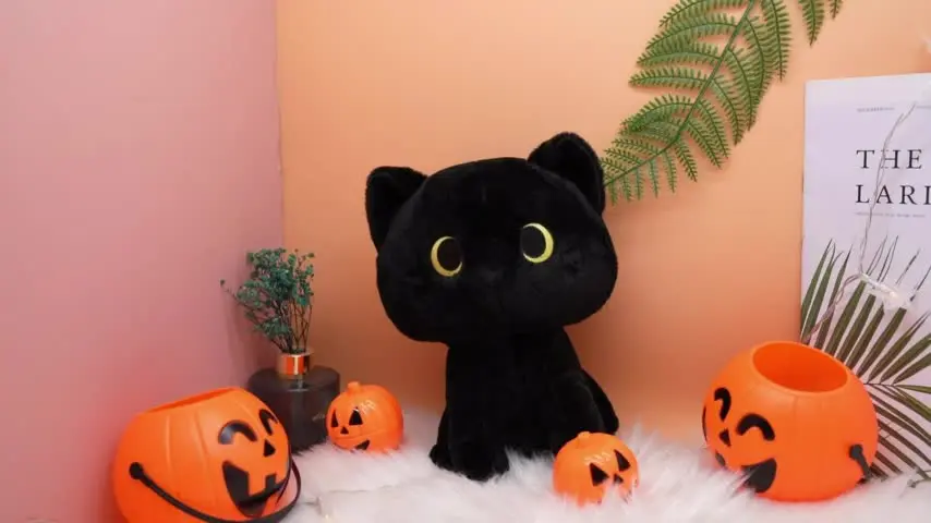 Juzinqu Peluche Chat Noir | Jouets En Peluche Chat Noir 12'' | Oreiller En Peluche Pour Simulation Pour Enfants | Mignon Peluche Chaton Peluches Pour Filles Et Garçons Cadeaux D'anniversaire