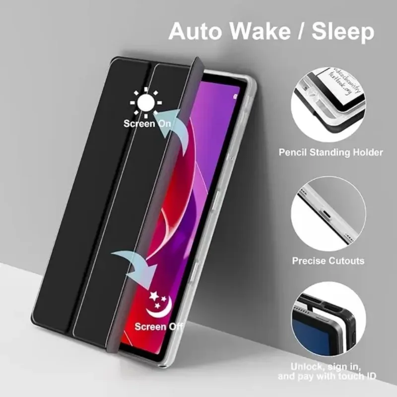 Lenovo Tab 11 Tablet Case with Pen Holder and Folding Stand, Acrylic Clear Hard Cover