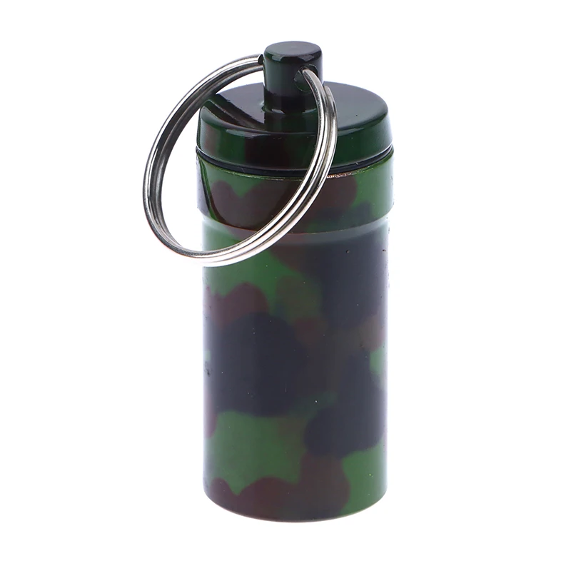 

1Pc Round Waterproof Aluminum Alloy Medicine Box Container Bottle Holder Keychain Carabiner Outdoor Pill Case