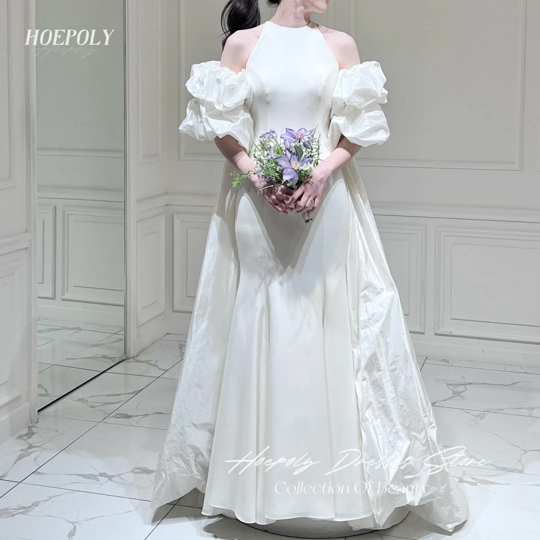 

Hoepoly Ivory Sweet Beauty Bride Wedding Party Dress Scoop Taffeta Satin Korea 드레스 Photography Corset Wedding Dresses for Women