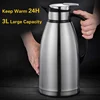 2/3L Large Capacity Insulation Jug Double-layer Vacuum Stainless Steel Insulated Kettle Portable Coffee Thermos Hot Water Bottle 2