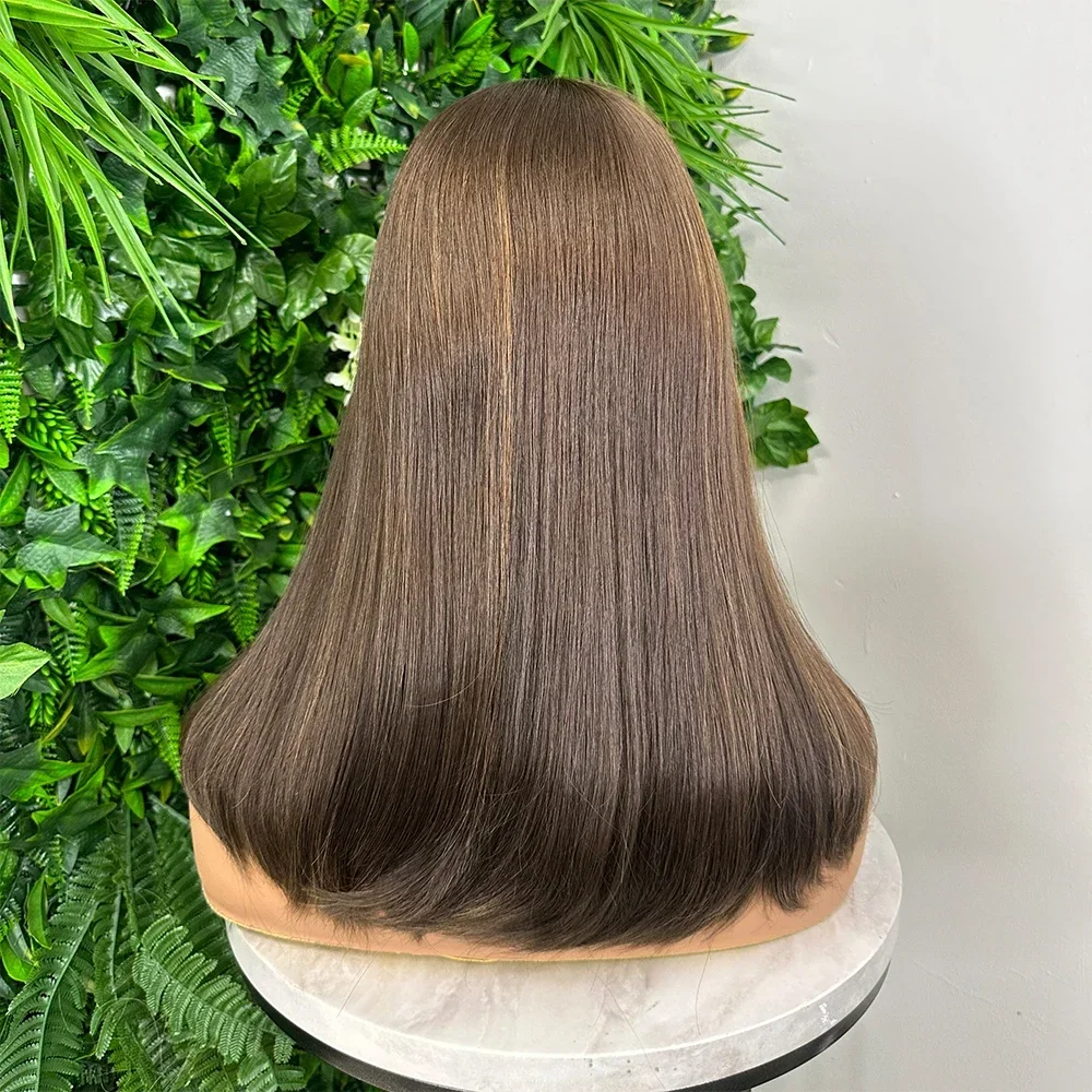 Short Bob Brown Long 5x5 Silk Base Straight Jewish Human BabyHair HD Lace European Hair Preplucked Glueless Daily Wear Wig