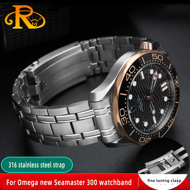 

20mm Metal Watchband for Omega New Seamaster 300 Strap 316L Solid Stainless Steel Bracelet Observatory 210 Watch Chain Band