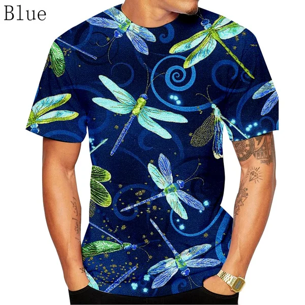 

Футболка с 3D стрекозой из серии животных, высококачественные повседневные футболки с животными, забавные мужские футболки с коротким рукавом и 3D-принтом ees