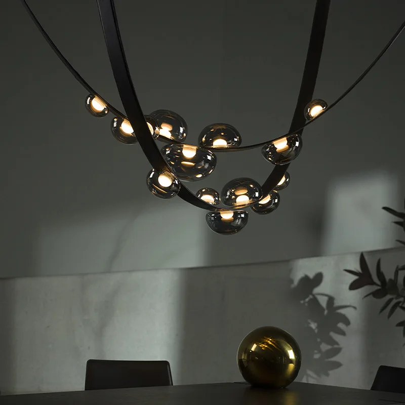 

2023NEW Modern Leather Led Pendant Lamp Dimmable for Table Dining Living Room Bedroom Hall Chandelier Home Decor Lighting
