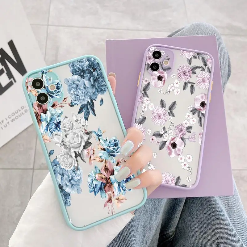 Painted Floral Shockproof Phone Case with Flower Design