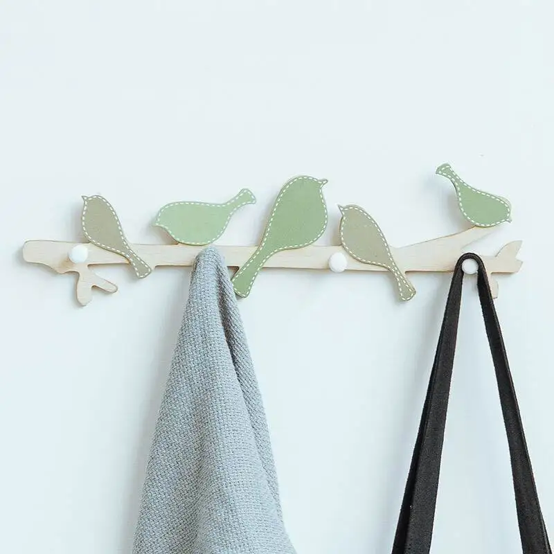 Decoration Wall Ins Style Birds Coat Rack Creative Wooden Hook
