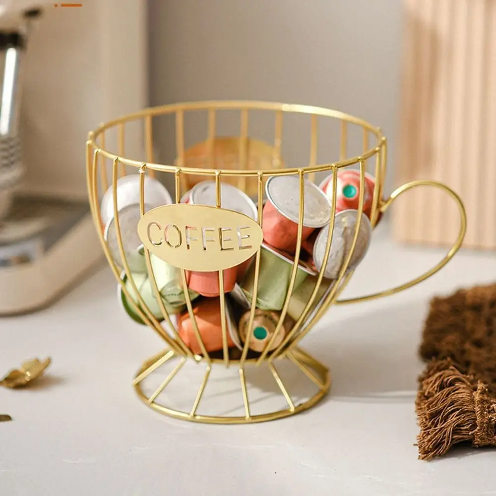 

Iron Art Wire Coffee Pod Holder Mug Shape Nordic Style Coffee Pods Organizer Sturdy Durable Coffee Capsule Basket Office