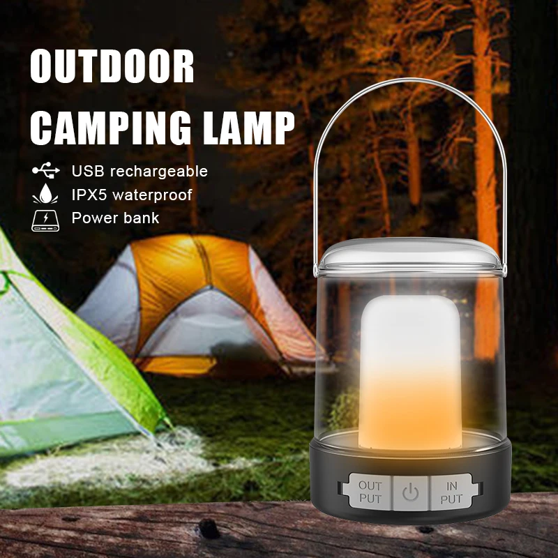 

USB Rechargeable LED Atmosphere Lights Portable Camping Emergency Light Outdoor Waterproof Hanging Lanterns BBQ Tent Supplies