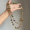 Collier bohème Vintage en pierre naturelle irrégulière pour femmes, perles de cristal faites à la main, Double couche, longue chaîne de pull, bijoux cadeau