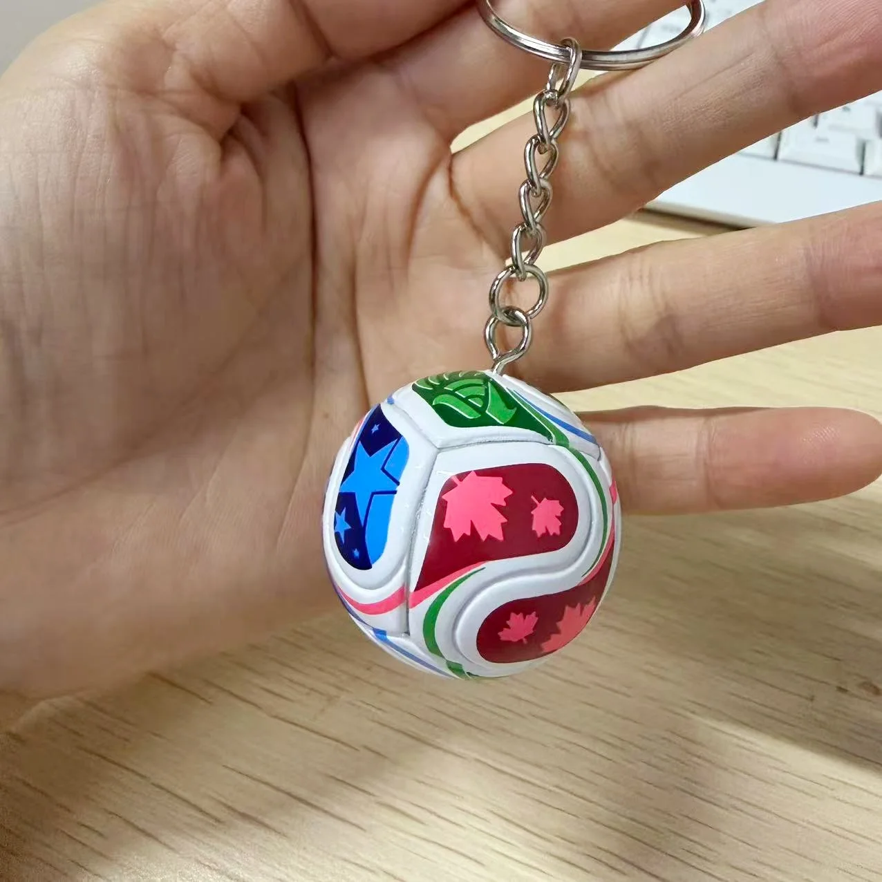 PU Leather 3D Football Souvenir Key Chain Men Women Soccer Fans Keychain Bag Pendant KeyRing Boyfriend Gift Accessories 2026 1PC