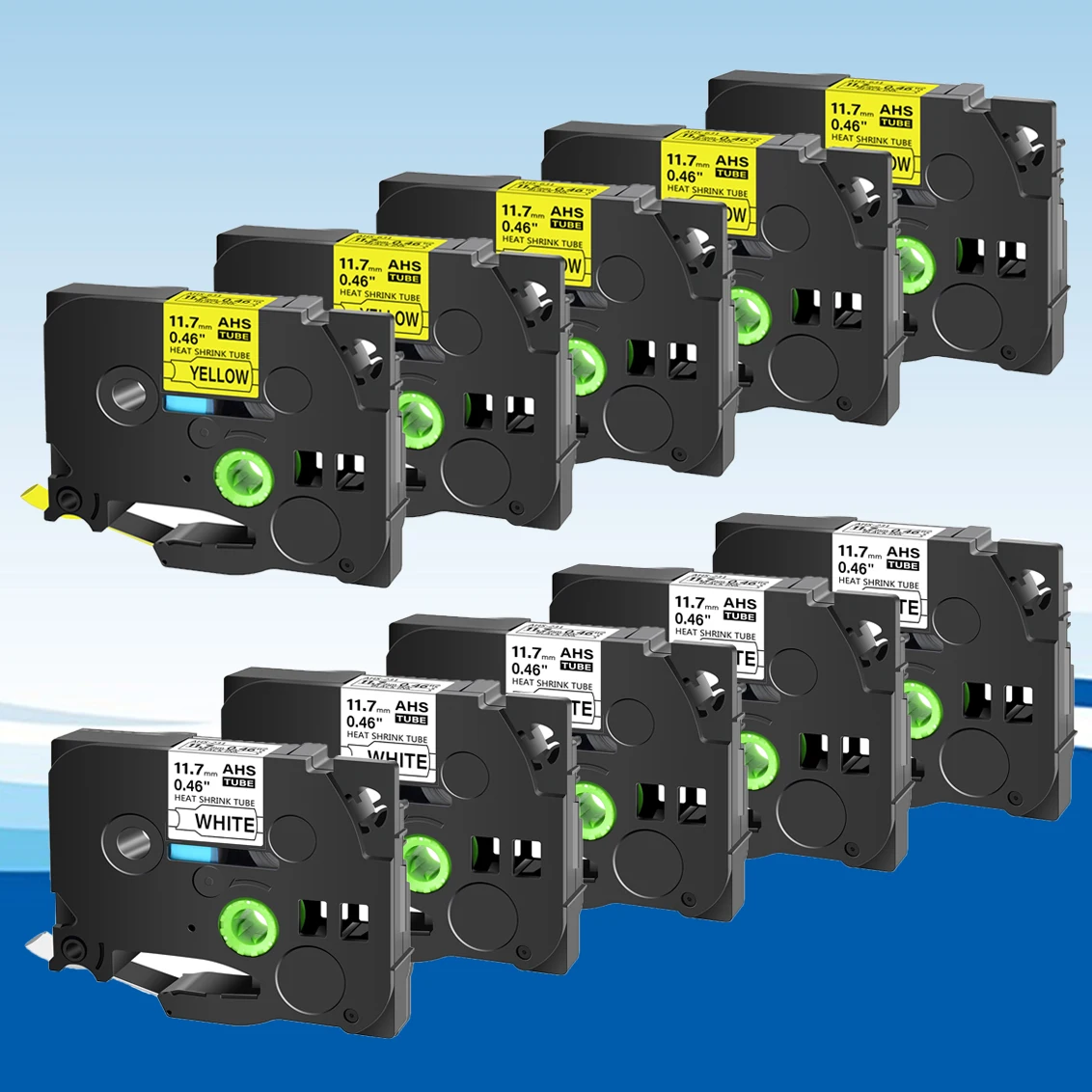 Tubi Termoretraibili Per Etichettatrice Brother P-Touch (6mm-24mm) - Nero - Compatibili Con PT-E550W, PT-H300