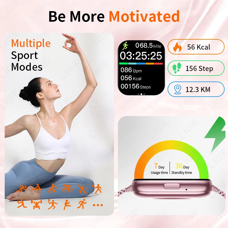 LIGE Smart Watch 1.83" HD Bluetooth Smartwatch Wireless Calls Men Women Smartwatches Fitness Bracelet Custom Watch Face 2026 New