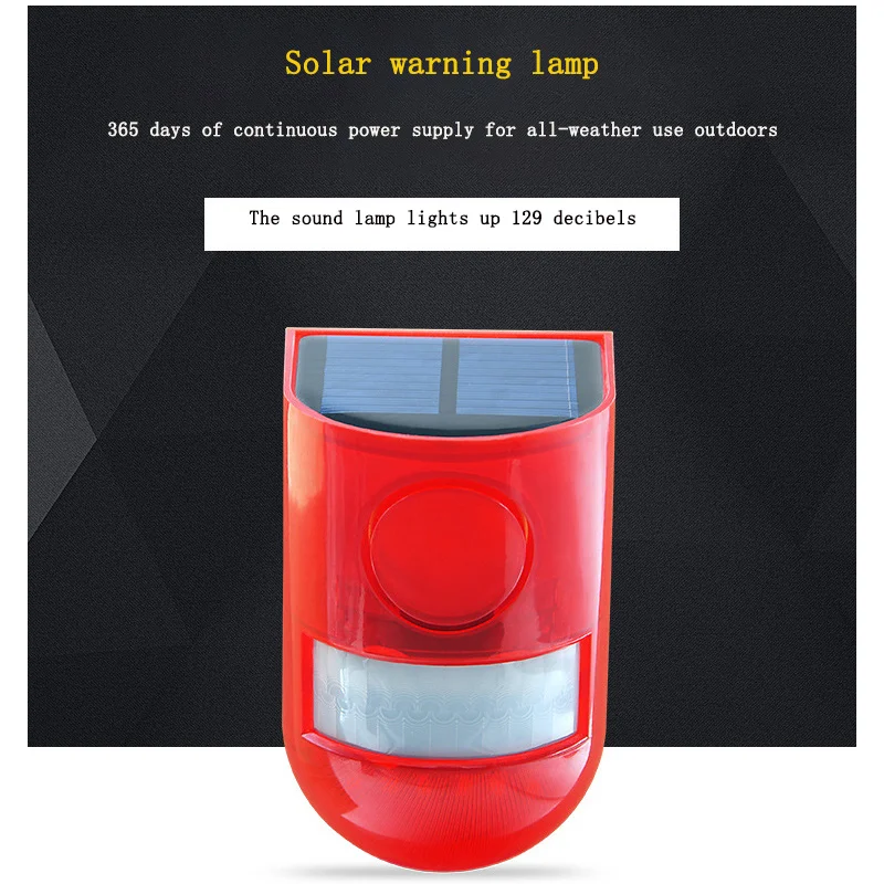 

Anti-theft Animal Drive Warning Device Siren Solar Charging Infrared Motion Human Body PIR Sensor Lamp Light and Sound Alarm