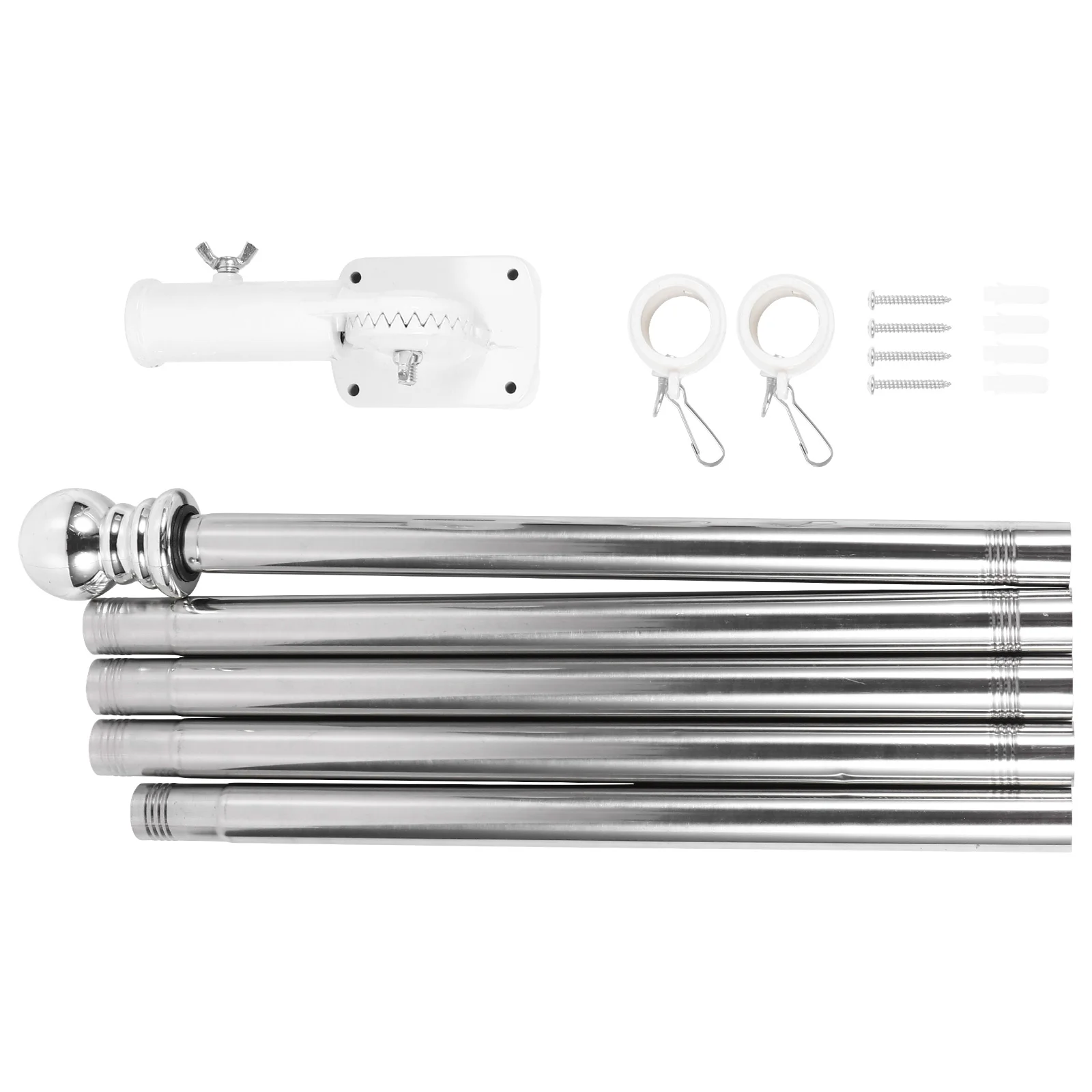 

1.8m Flag Pole with Flag Pole Holder Kit Stainless Steel Guide Banner Flag Pole Set Wall Mount Spinning Flagpole With Bracket