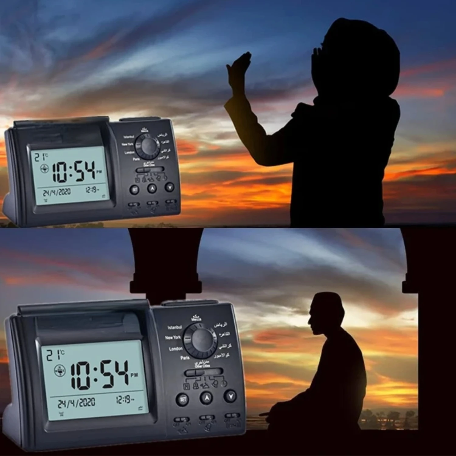Islamic Azan Alarm Table Clock Muslim Alarm Digital Clock Church Prayer Gift Alarm Clock   Prayer bla Direction Y5GB 5