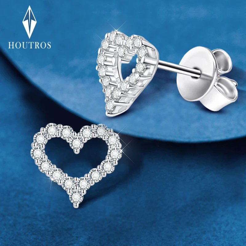 

Heart-shaped Moissanite Stud Earrings for Women 925 Sterling Silver White Gold Plated Earring Fine Jewelry Passed Diamond Test