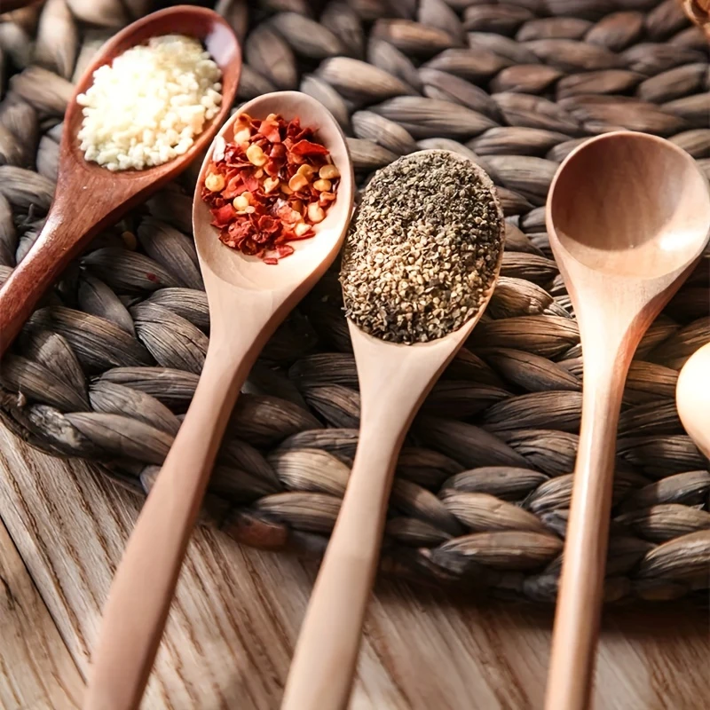 Wooden Tea Spoon Long Coffee Spoons Small Teaspoon Set Wood Honey Dessert Spoon Coffee Drink Stirrer Teaspoons Tableware wooden spoon wood spoon tea spoon