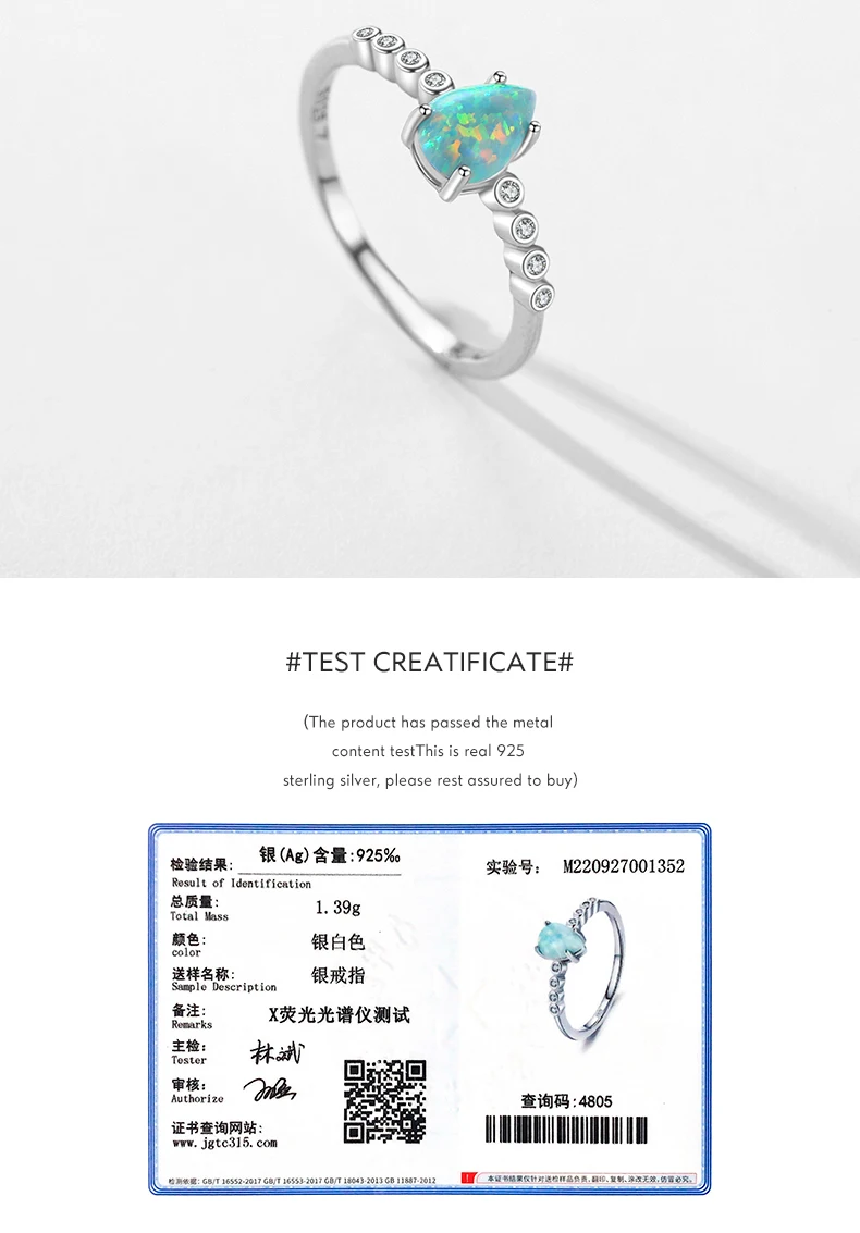 MODIAN Real 925 Sterling Silver Elegant Waterdrop Colorful Opal Finger Rings For Women Valentine Christmas Gift Fine Jewerly MODIAN Real 925 Sterling Silver Elegant Waterdrop Colorful Opal Finger Rings For Women Valentine Christmas Gift Fine Jewerly