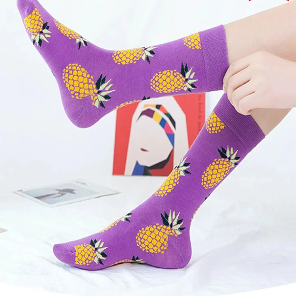 Women Socks Funny Cute Cartoon Fruits Banana Lemon Pineapple Avocado Food Happy Japanese Harajuku Skateboard Socks - 6