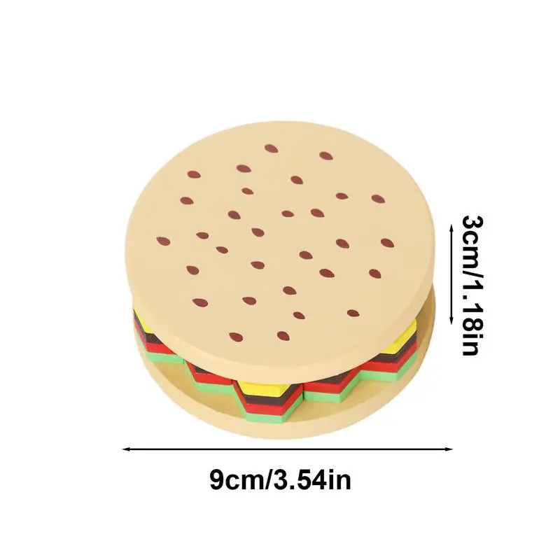Stacking Hamburger Toy Wooden Educational Fine Motor Play Fake Food Toy Early Development Stacking Activity For Toddler
