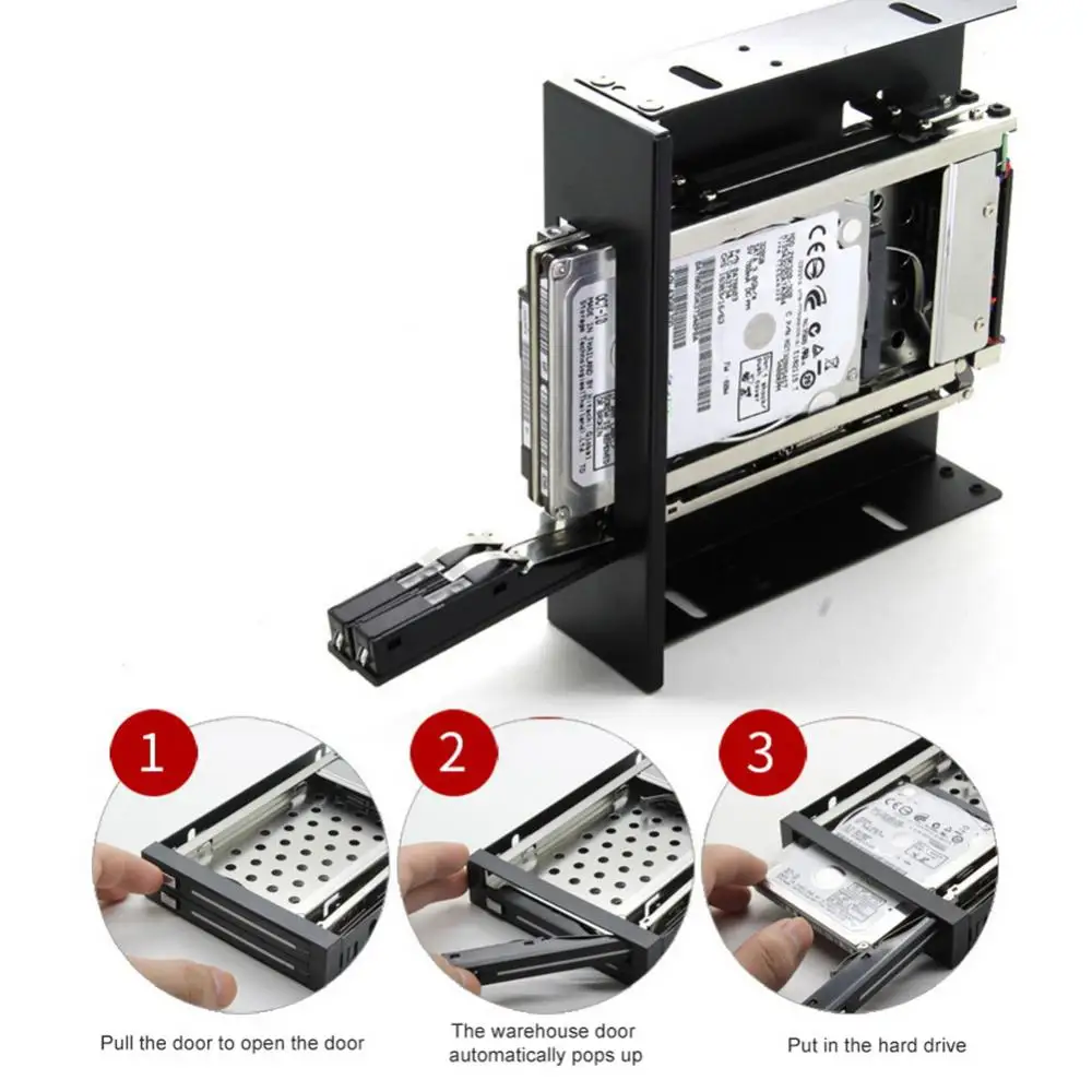 Móvel Ssd Disco Rígido Gabinete Interno Baía Dupla 2.5 Polegada Sata Hdd Bandeja Rack 2.5in - Imagem 3