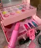 children's Cosmetic Makeup Kit Set Kids Makeup Box for Girl Party Birthday Gift Nontoxic Safety Lip gloss Nail Polish Eyeshadow 3