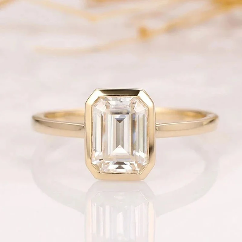 

Роскошное кольцо с изумрудной огранкой 1-5 карат, бриллиантовое серебряное обручальное кольцо, кольца для девушек, позолоченные подарки на годовщину