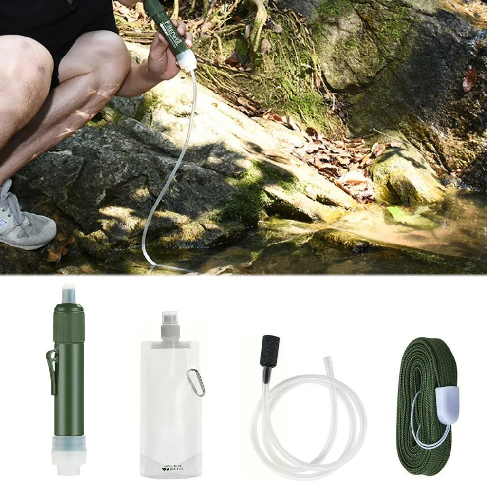 

Camping Water Filter Outdoor Water Purifier Straw Pump Camping Hiking Gear Emergency Water Purification for Hiking Travel 8