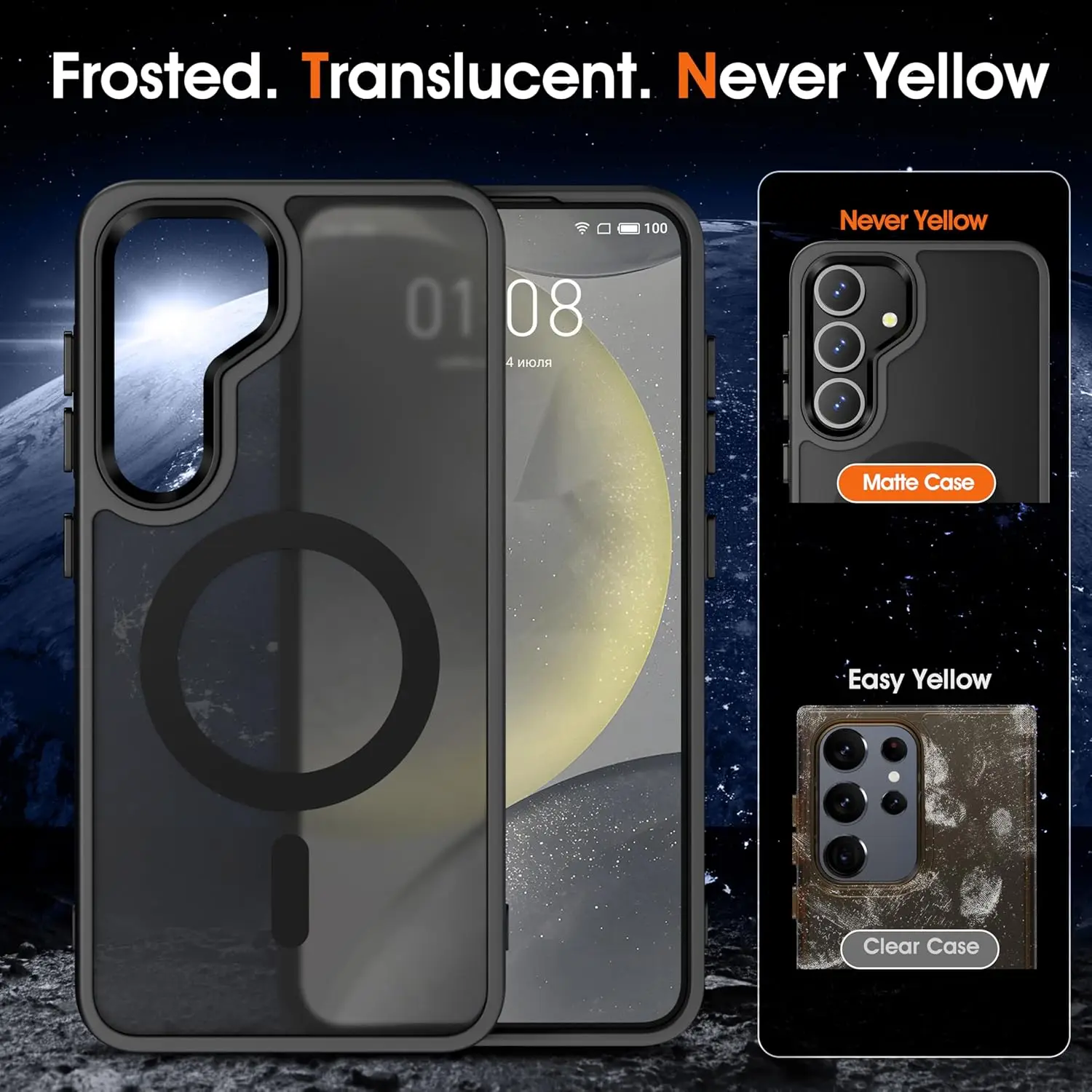 Magnetic Matte Black Shockproof Phone Case with Magsafe Wireless Charging Compatibility