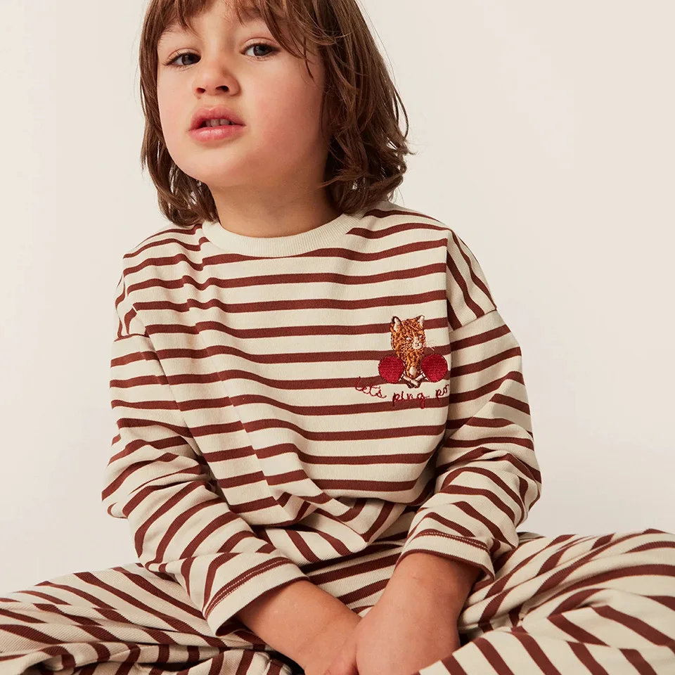 

Kids Sweatshirt Winter 2023 KS Brand Kids Boy Girls Cute Cartoon Zipper Jacket Sweatshirt Sweatpants Outfit Set Children Outwear