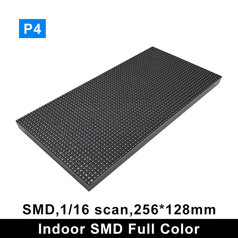 Indoor Full Color LED Screen Panel Module P4 256*128mm 64*32 Pixels 1/16 Scan 3in1 SMD RGB